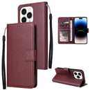 Multifunctional Horizontal Flip Leather Case with Three Card Slot For iPhone 14 Pro(Red Wine)