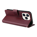 Multifunctional Horizontal Flip Leather Case with Three Card Slot For iPhone 14 Pro(Red Wine)