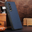For Samsung Galaxy Z Fold4 Litchi Texture Genuine Leather Phone Case(Blue)