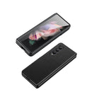 For Samsung Galaxy Z Fold4 Litchi Texture Genuine Leather Phone Case(Blue)