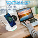 W-03 3 in 1 Magnetic Wireless Charger with 15W Adapter / USB-C Cable,US Plug(White)