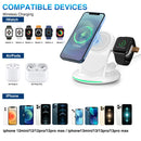 W-03 3 in 1 Magnetic Wireless Charger with 15W Adapter / USB-C Cable,US Plug(White)