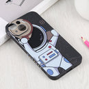 For iPhone 14 Plus Spaceman Binoculars Phone Case (Black and Beige)