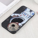 For iPhone 14 Plus Spaceman Binoculars Phone Case (Black and Beige)
