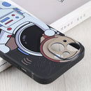 For iPhone 14 Plus Spaceman Binoculars Phone Case (Black and Beige)