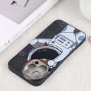 For iPhone 14 Pro Max Spaceman Binoculars Phone Case (Black and Beige)