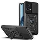 For OPPO Reno7 4G Sliding Camera Design TPU + PC Phone Case(Black)