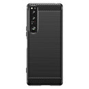 For Sony Xperia 1 IV Brushed Texture Carbon Fiber TPU Phone Case(Black)