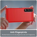 For Sony Xperia 1 IV Brushed Texture Carbon Fiber TPU Phone Case(Red)