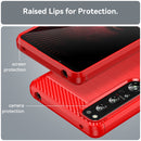 For Sony Xperia 1 IV Brushed Texture Carbon Fiber TPU Phone Case(Red)