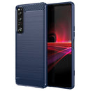 For Sony Xperia 1 IV Brushed Texture Carbon Fiber TPU Phone Case(Blue)