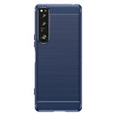 For Sony Xperia 1 IV Brushed Texture Carbon Fiber TPU Phone Case(Blue)