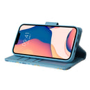 Marble Bronzing Stitching Horizontal Flip PU Leather Case For iPhone 14(Blue)