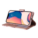 Marble Bronzing Stitching Horizontal Flip PU Leather Case For iPhone 14(Rose Gold)