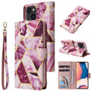 Marble Bronzing Stitching Horizontal Flip PU Leather Case For iPhone 14(Purple)