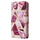 Marble Bronzing Stitching Horizontal Flip PU Leather Case For iPhone 14(Purple)