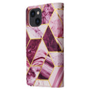 Marble Bronzing Stitching Horizontal Flip PU Leather Case For iPhone 14(Purple)