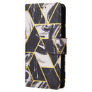Marble Bronzing Stitching Horizontal Flip PU Leather Case For iPhone 14 Max(Black)