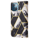 Marble Bronzing Stitching Horizontal Flip PU Leather Case For iPhone 14 Max(Black)