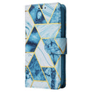 Marble Bronzing Stitching Horizontal Flip PU Leather Case For iPhone 14 Max(Blue)