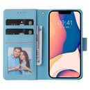Marble Bronzing Stitching Horizontal Flip PU Leather Case For iPhone 14 Max(Blue)