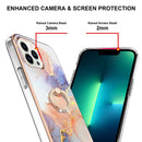 For iPhone 14 Pro Electroplating Pattern IMD TPU Shockproof Case with Rhinestone Ring Holder(Milky Way White Marble)