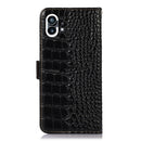 For Nothing Phone 1 Crocodile Top Layer Cowhide Leather Phone Case(Black)