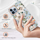 For iPhone 14 Pro Max Flowers and Plants Series IMD TPU Phone Case (Green Gardenia)