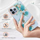 For iPhone 14 Pro Max Flowers and Plants Series IMD TPU Phone Case (Blue Rose)