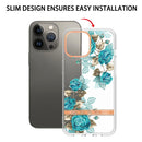 For iPhone 14 Pro Max Flowers and Plants Series IMD TPU Phone Case (Blue Rose)