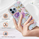 For iPhone 14 Pro Max Flowers and Plants Series IMD TPU Phone Case (Purple Peony)