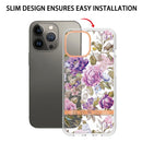 For iPhone 14 Pro Max Flowers and Plants Series IMD TPU Phone Case (Purple Peony)