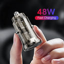 C12P 48W USB + Type-C Dual Port Transparent Mini Car Charger(Black)