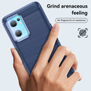 For OPPO Reno7 5G Brushed Texture Carbon Fiber TPU Phone Case(Blue)
