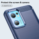 For OPPO Reno7 5G Brushed Texture Carbon Fiber TPU Phone Case(Blue)