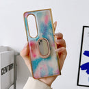 For Samsung Galaxy Z Fold4 5G Shinning Diamond Ring Holder Phone Case(Red Blue)