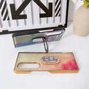 For Samsung Galaxy Z Fold4 5G Shinning Diamond Ring Holder Phone Case(Red White)