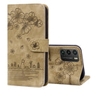 For Xiaomi Poco M3 / Redmi 9T Global Cartoon Sakura Cat Embossed Leather Phone Case(Brown)