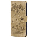 For Xiaomi Poco M3 / Redmi 9T Global Cartoon Sakura Cat Embossed Leather Phone Case(Brown)