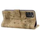 For Xiaomi Poco M3 / Redmi 9T Global Cartoon Sakura Cat Embossed Leather Phone Case(Brown)