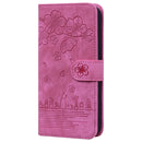 For Xiaomi Poco M3 / Redmi 9T Global Cartoon Sakura Cat Embossed Leather Phone Case(Rose Red)