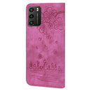 For Xiaomi Poco M3 / Redmi 9T Global Cartoon Sakura Cat Embossed Leather Phone Case(Rose Red)