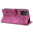For Xiaomi Poco M3 / Redmi 9T Global Cartoon Sakura Cat Embossed Leather Phone Case(Rose Red)