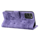 For Xiaomi Poco M3 / Redmi 9T Global Cartoon Sakura Cat Embossed Leather Phone Case(Purple)