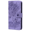 For Xiaomi Mi 11 Lite 4G / 5G Cartoon Sakura Cat Embossed Leather Phone Case(Purple)