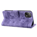 For Xiaomi Mi 11 Lite 4G / 5G Cartoon Sakura Cat Embossed Leather Phone Case(Purple)