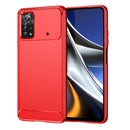 For Xiaomi Poco X4 Pro 5G Brushed Texture Carbon Fiber TPU Phone Case(Red)