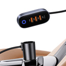 USAMS US-CC161 156W Car Cigarette Lighter Extension with Cable & Four Ports Fast Charger(Black)