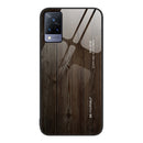 For vivo S9 Wood Grain Glass Protective Case(Black)