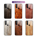 For vivo V15 Wood Grain Glass Protective Case(Yellow)